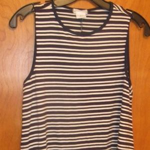 Cooperative Navy Blue White Stripe Sleeveless Top